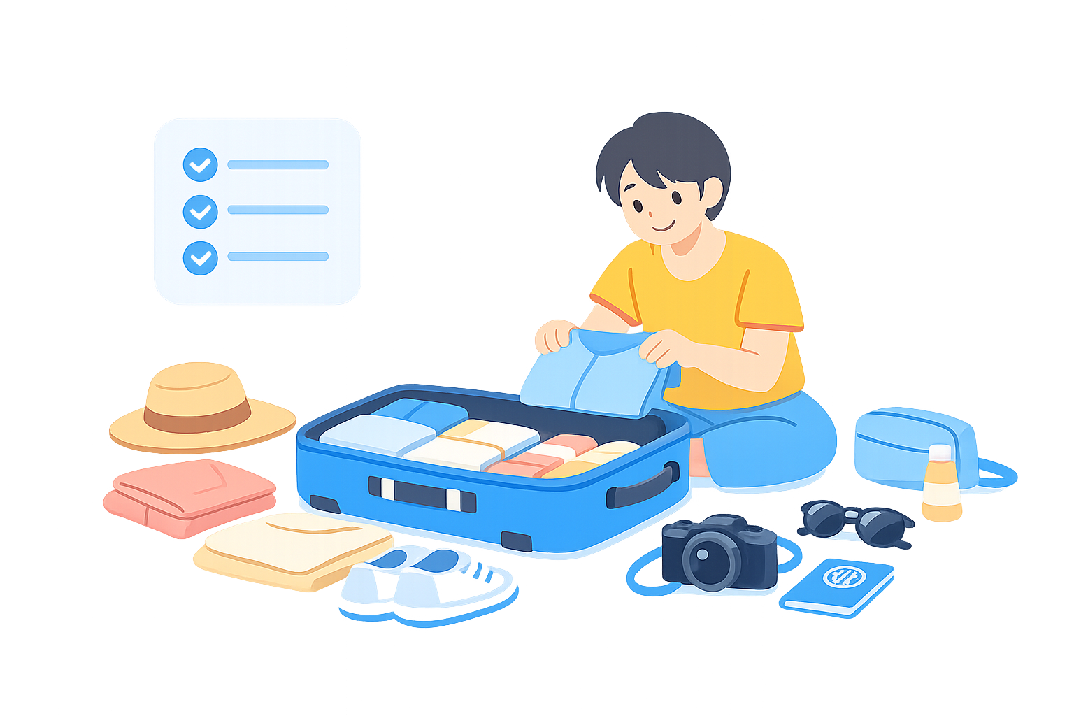 パッキングリストを準備する様子